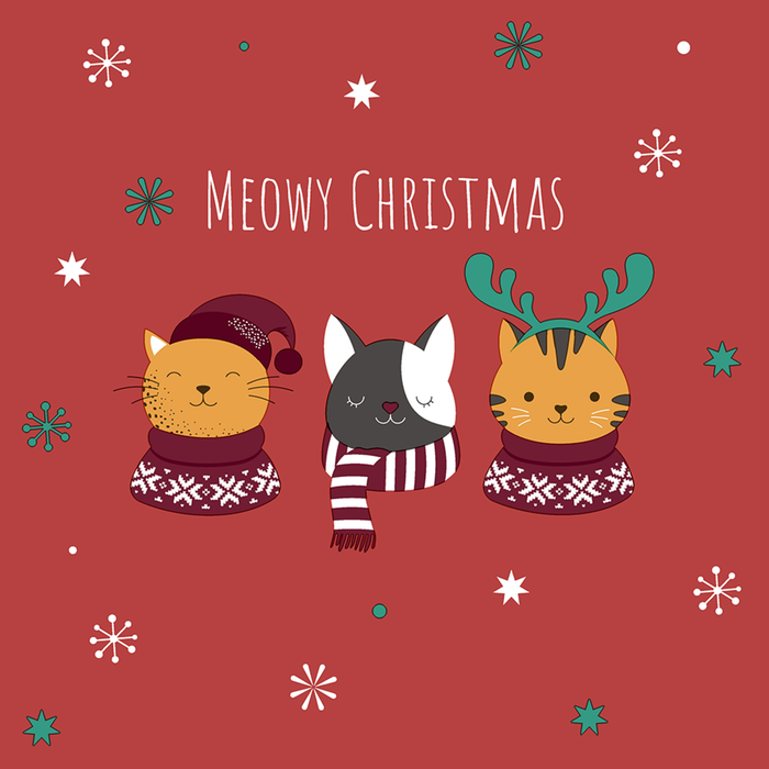 Luncheon Napkins - Meowy Xmas