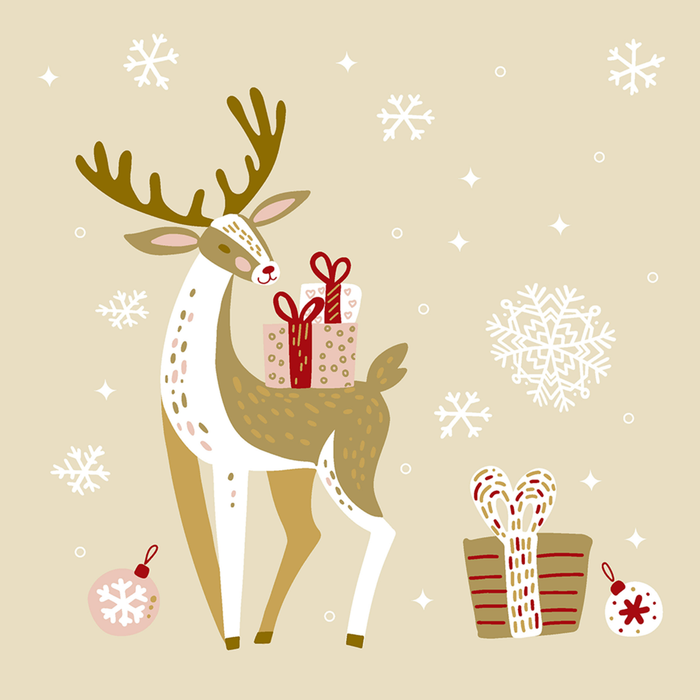 Luncheon Napkins - Xmas Deer