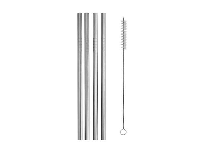 Cocktail & Co Reusable Smoothie Straw Set of 4 With Brush Stainless Steel Gift Boxed