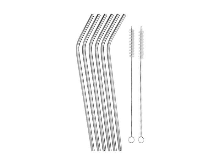 Cocktail & Co Reusable Straw Set of 6 With Brush Stainless Steel Gift Boxed