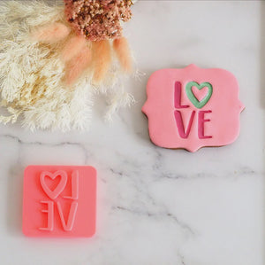 Love - Love Square Emboss 3D Printed Cookie Stamp