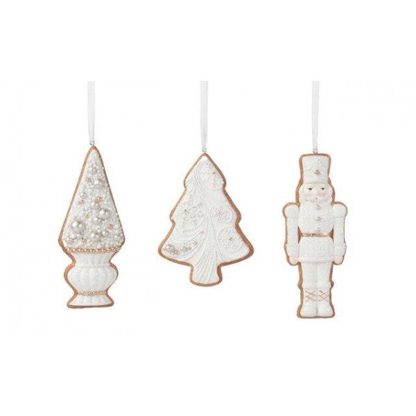 White Iced Tree Hanging Assorted Designs