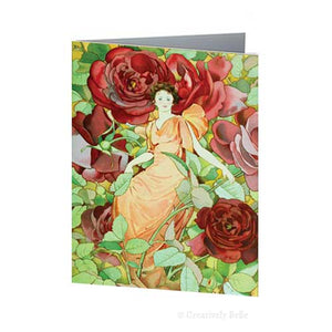 Greeting Card - Red Roses Goddess Vintage