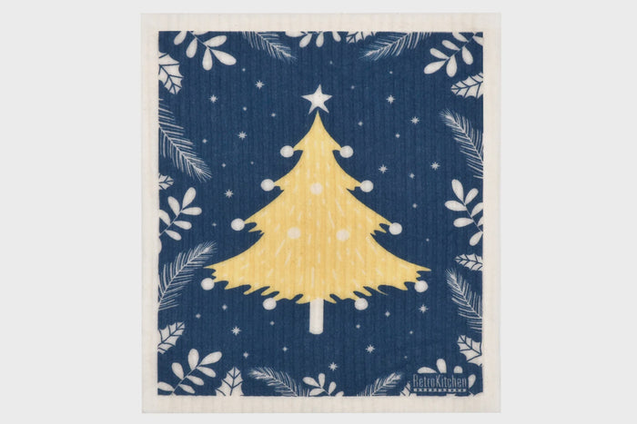 Swedish Dish Cloth - Christmas Tree Navy Blue