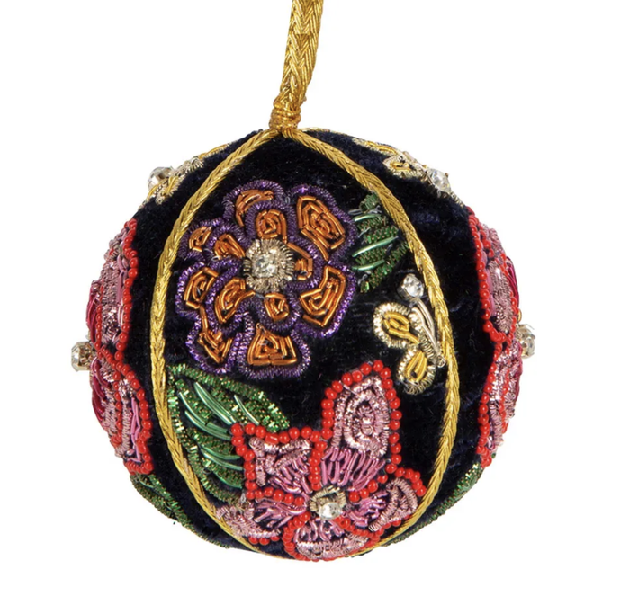 Velvet Metallic Flower Garden Bauble