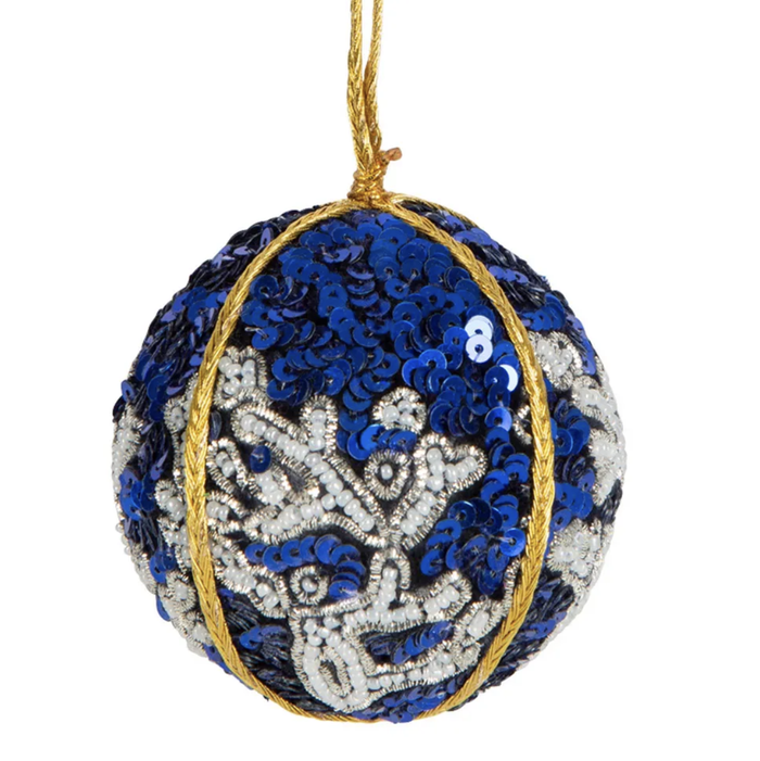 Ming Blossom Sequin Bauble Blue & White