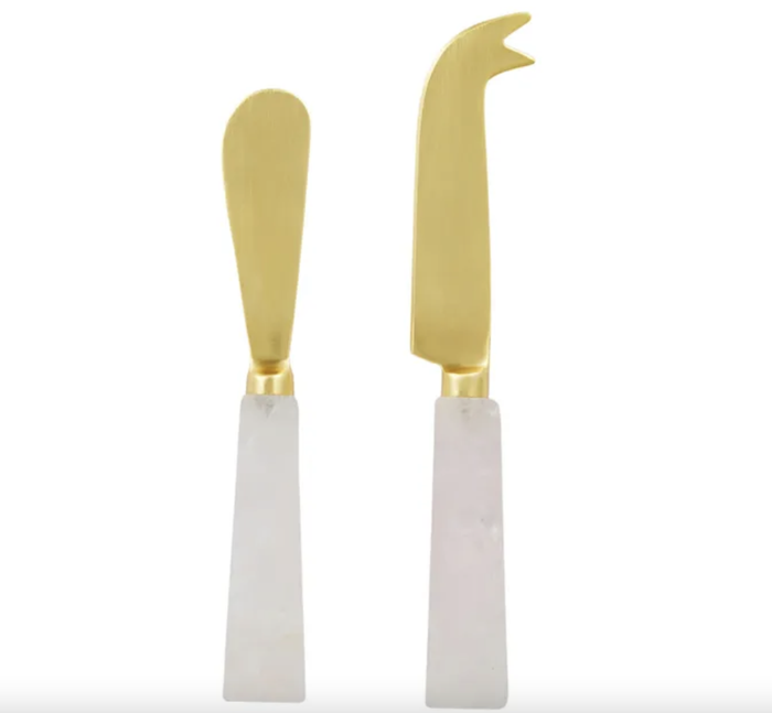 Moi S/2 Rose Quartz Cheese Knives