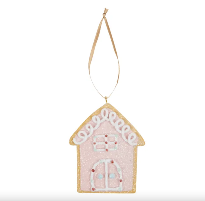 Gingerbread House Hanging Pink