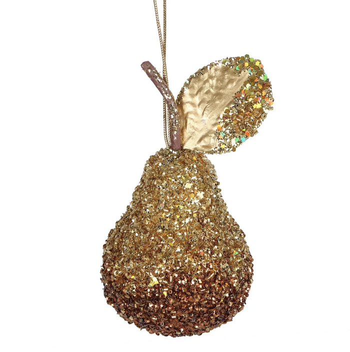 Glint Pear Tree Ornament Gold