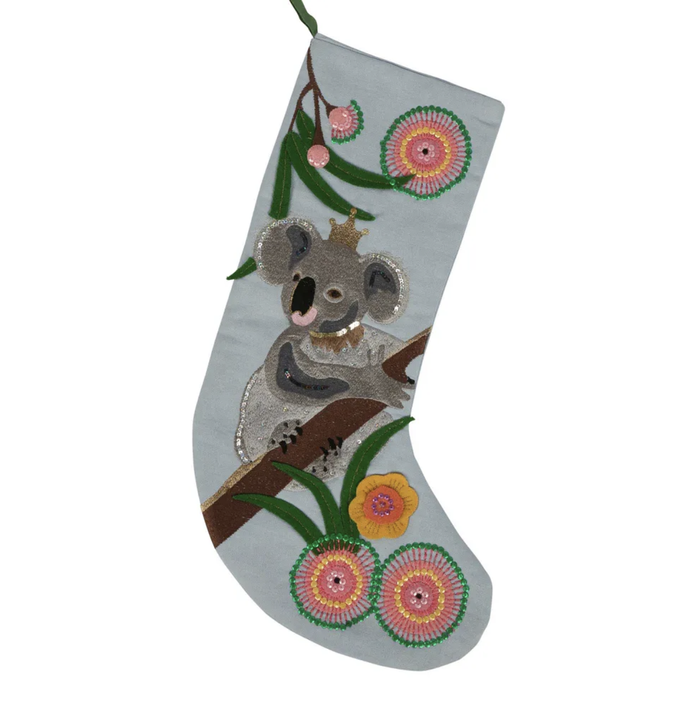 Koala Embroidered Stocking Light Blue