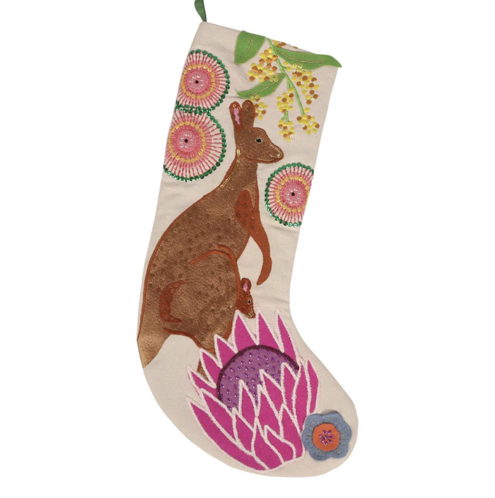 Kangaroo Embroidered Stocking