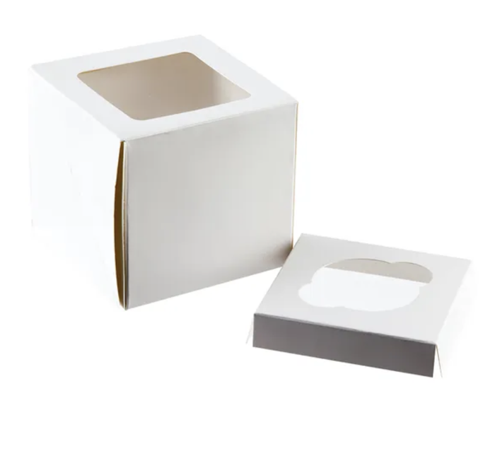 Mondo White Cupcake Box - 1 Cup 4x4x4in