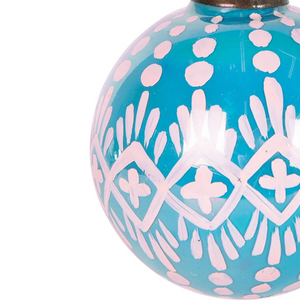 Azure Delight Hand Painted Glass Bauble Blue & Pink