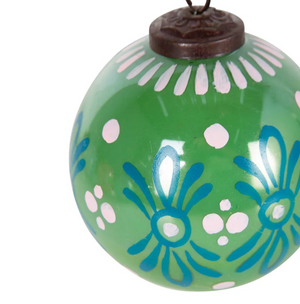 Grenfel Hand Painted Glass Bauble Green