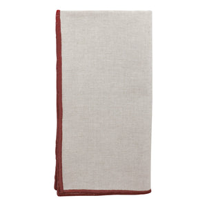 Jetty Embroidered Red/Oatmeal Napkin S/4