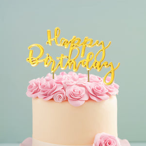 Cake Topper Gold - Happy Birthday