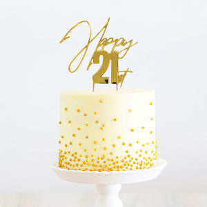 Cake Topper Gold - Happy 21st