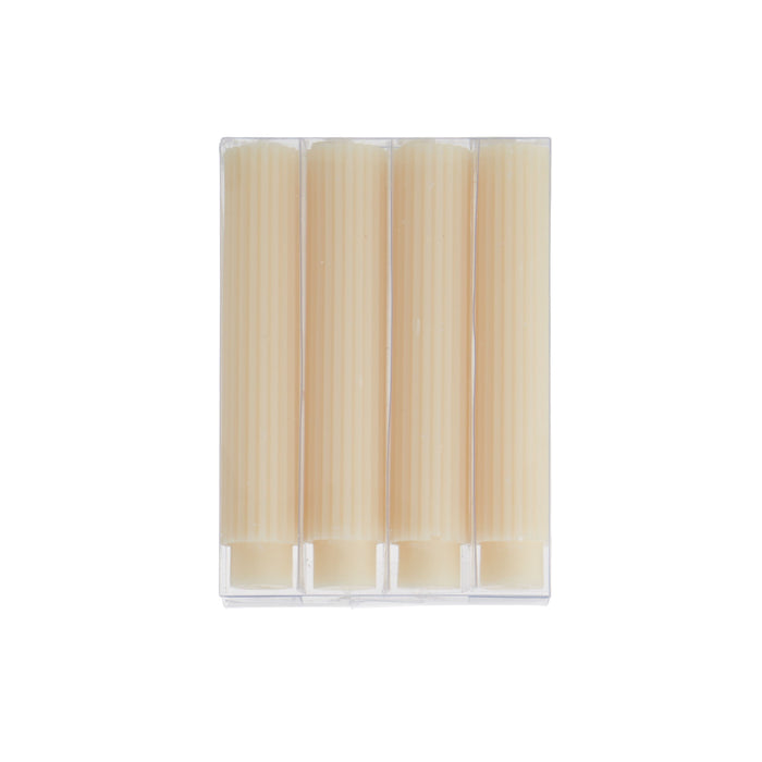 Ribbed Dinner Candles S/4 White