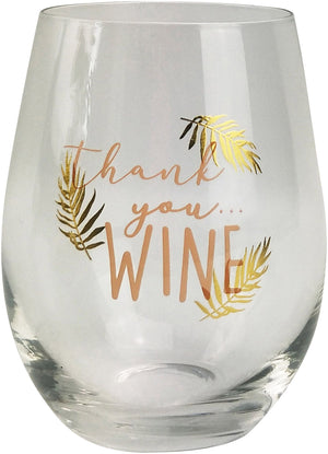 Thankyou Wine, Wine Glass Pink & Gold