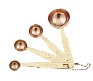 Copper Measuring Spoons w Brass Handles Set/4