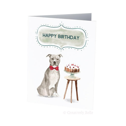 Greeting Card - Birthday Dog With Cake