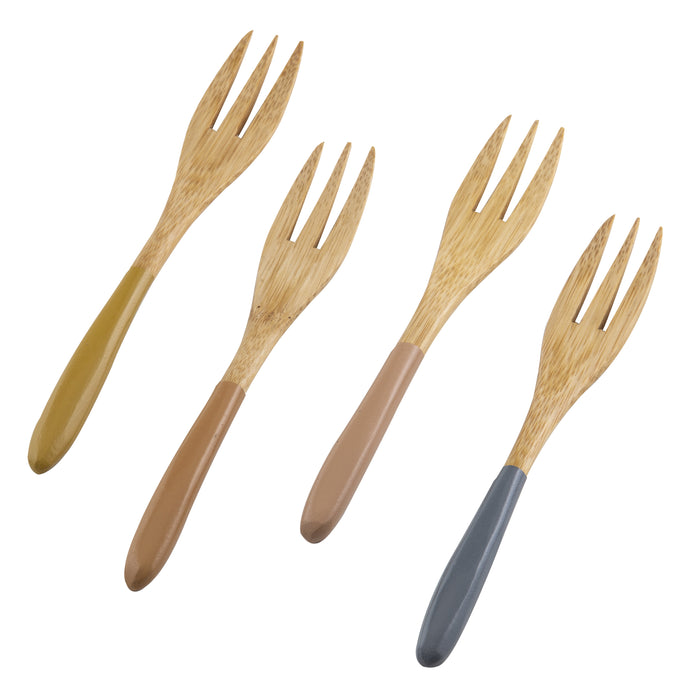 Amalfi Homestead Bamboo Fork Set/4 Skin/Mustard/Stone/Grey