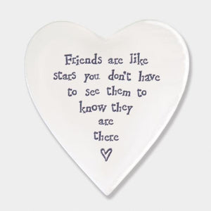 Porcelain Heart Coaster - Friends Are Stars