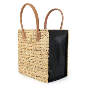 Collapsible Tote Bag Suede Handles