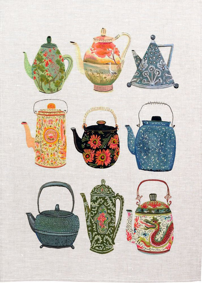 Teapots Linen Tea Towel