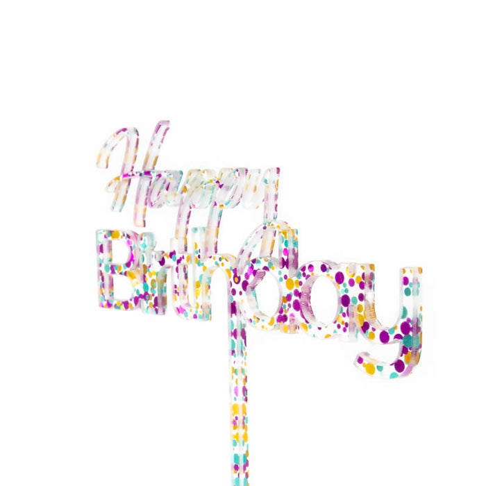 Cake Topper Rainbow Glitter - Happy Birthday