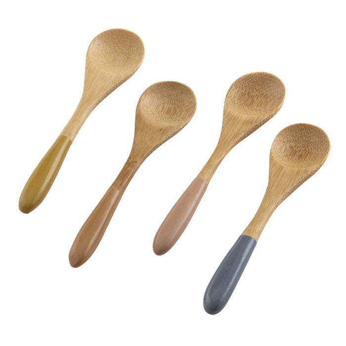 Amalfi Homestead Bamboo Dip Spoon Set/4 Skin/Mustard/Stone/Grey