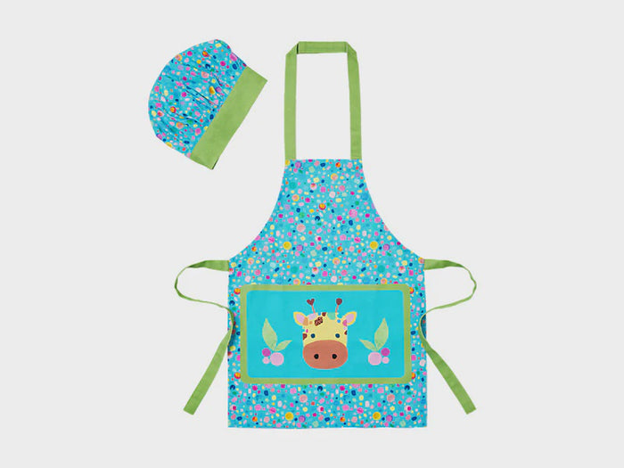 Kasey Rainbow Critters Children's Apron & Hat Set Blue