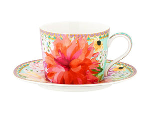 Teas & C's Dahlia Daze Cup & Saucer 240ML Sky Gift Boxed