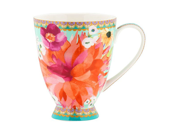 Teas & C's Dahlia Daze Footed Mug 300ML Sky Gift Boxed
