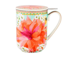 Teas & C's Dahlia Daze Lidded Mug With Infuser 340ML Sky Gift Boxed