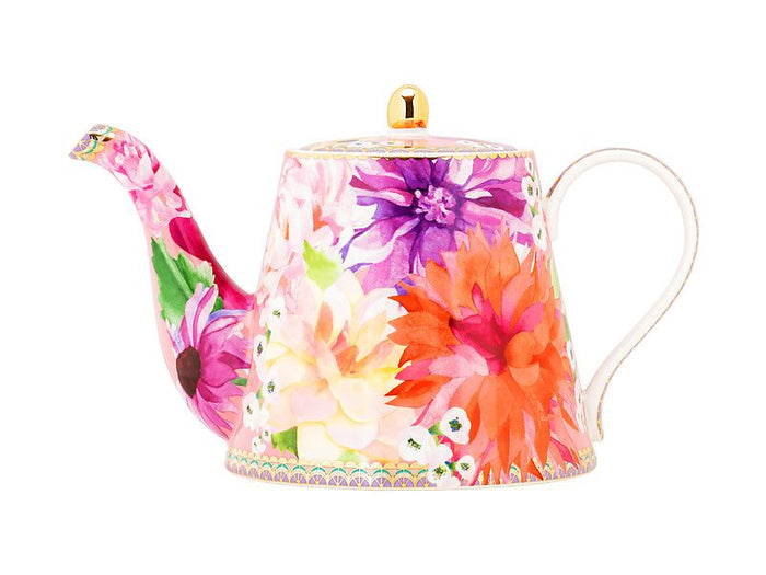 Teas & C's Dahlia Daze Teapot With Infuser 1lt Pink Gift Boxed