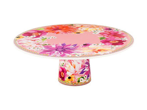 Teas & C's Dahlia Daze Footed Cake Stand 28cm Pink Gift Boxed