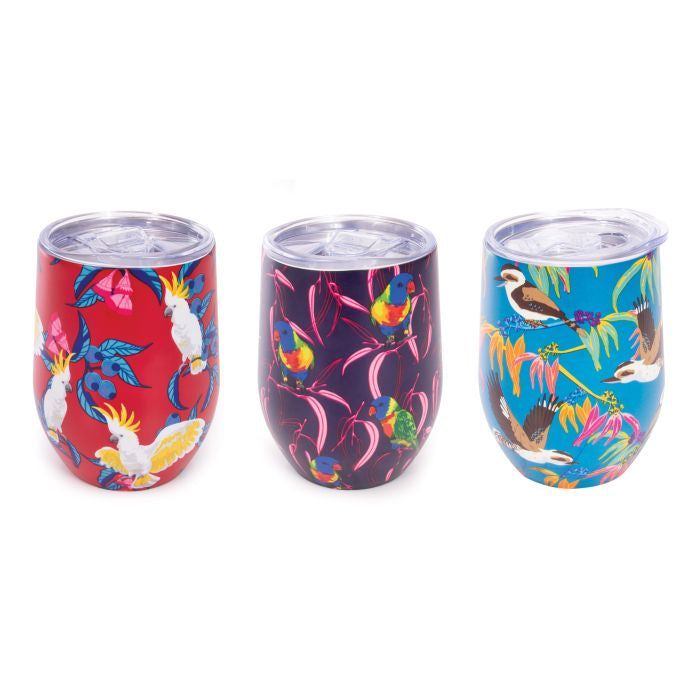 Stemless Double Wall Wine Tumbler ­ Birds Assorted Designs