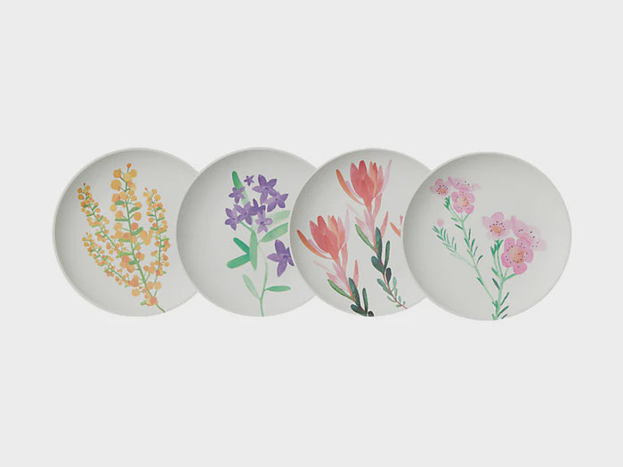 Wildflowers Bamboo Plate 20cm Set of 4 Assorted