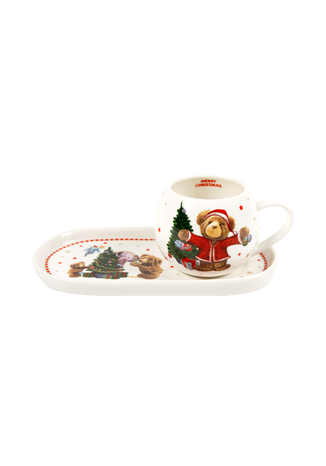 Honey Pot Bear Xmas Mug & Plate Set