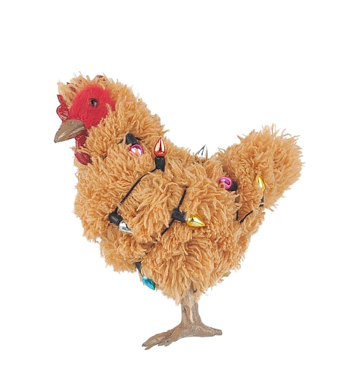 Chicken with Lights Hanging Decoration Natural