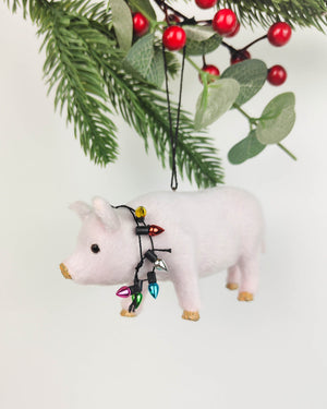 Pig with Lights Hanging Decoration Pink