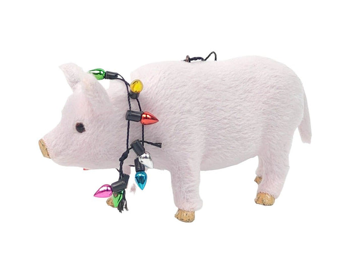 Pig with Lights Hanging Decoration Pink